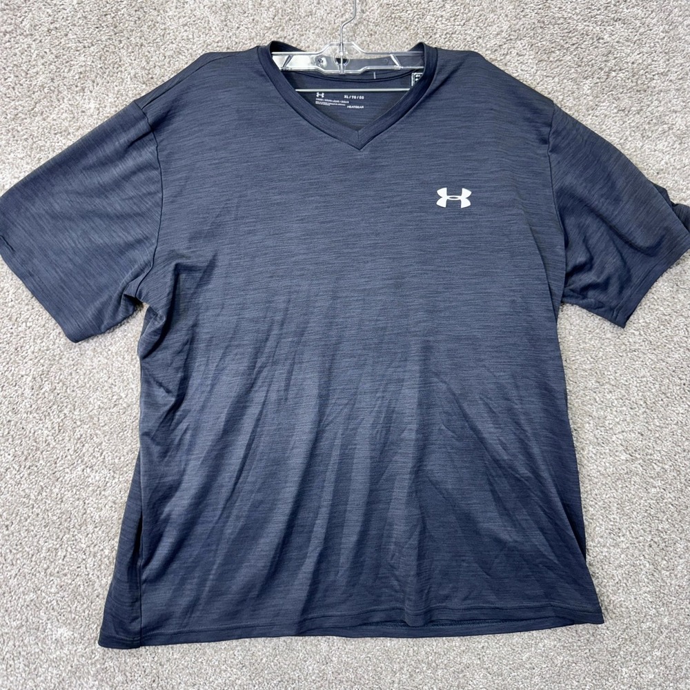 Under Armour Shirt Mens XL HeatGear Loose Fit Charcoal V-Neck EUC
